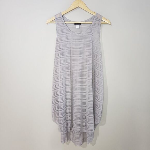 Jordan Taylor Medium Large White Grey Sleeveless Sheer high-low Swim Coverup - Picture 13 of 13